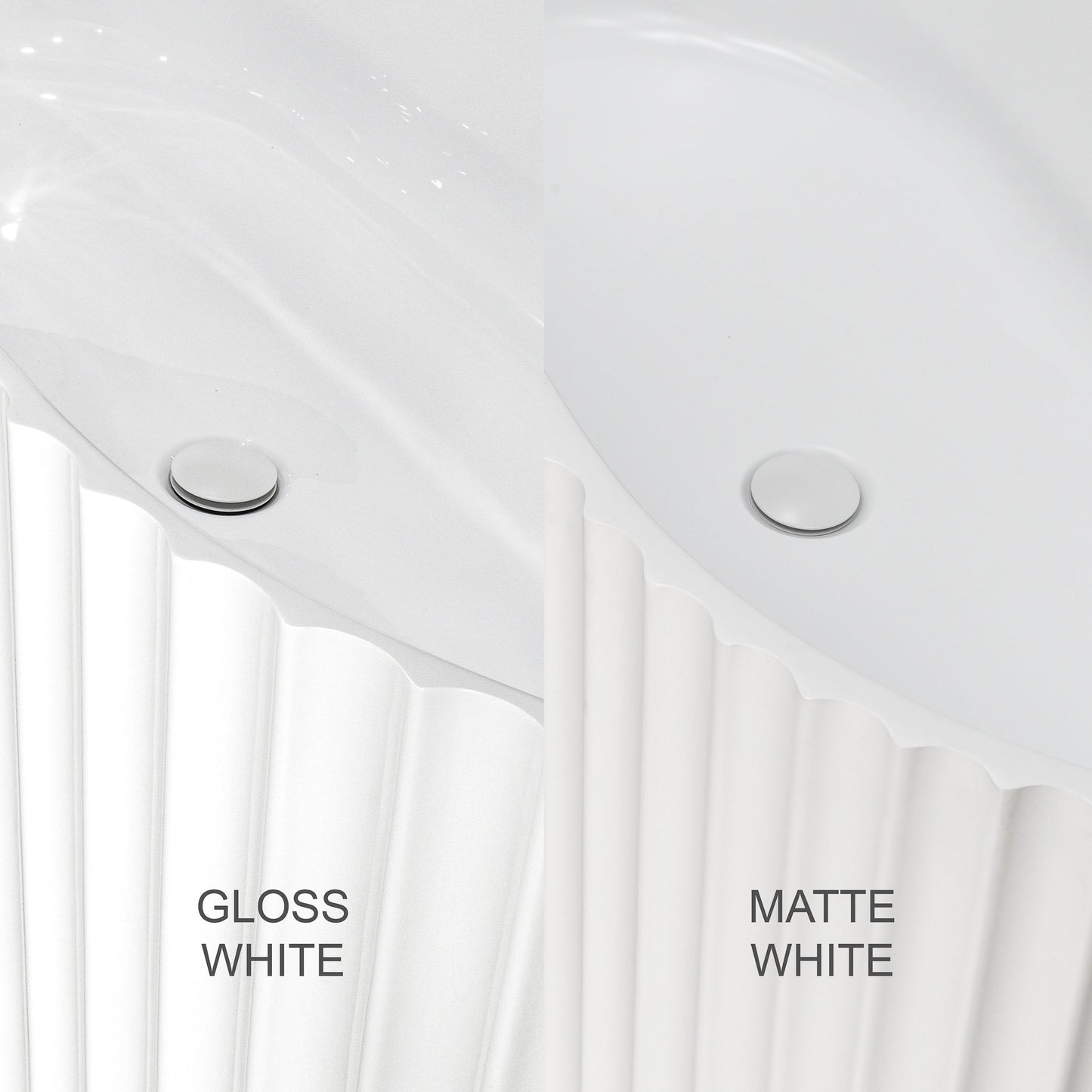 Agora Groove 67 inch Acrylic Freestanding Fluted Oval Bathtub, Matte White