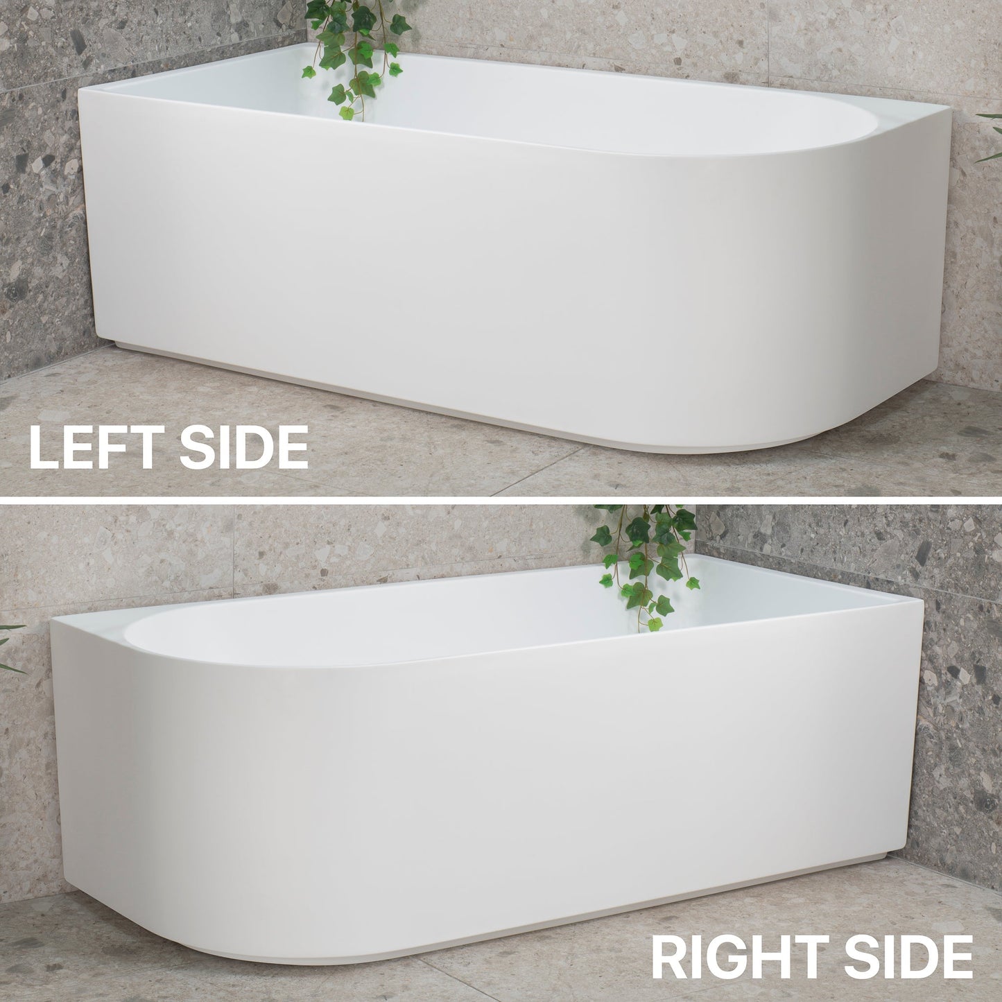 Arco 63 inch Acrylic Freestanding Right Corner Bathtub, GlossWhite