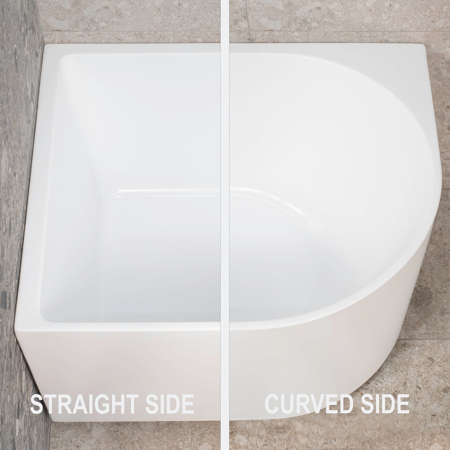 Arco 63 inch Acrylic Freestanding Left Corner Bathtub, Gloss White