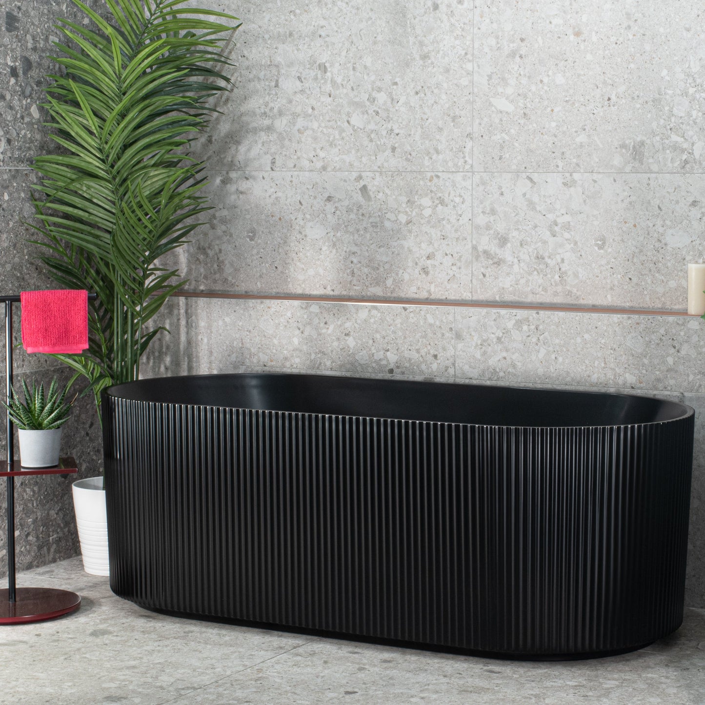 Brighton Groove 67 inch Acrylic Freestanding Oval Bathtub, Matte Black