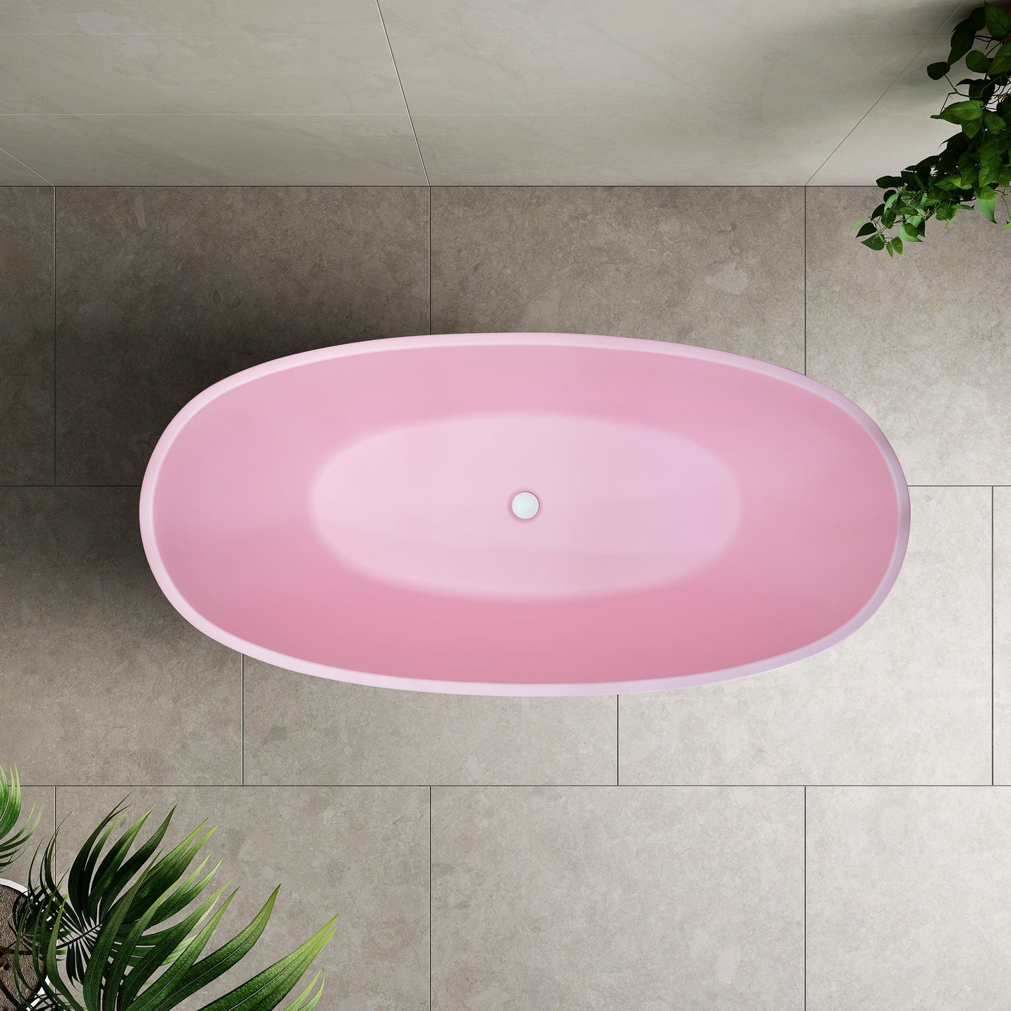 Byron Egg 63 inch Acrylic Freestanding Oval Bathtub, Matte Pink - SPECIAL EDITION