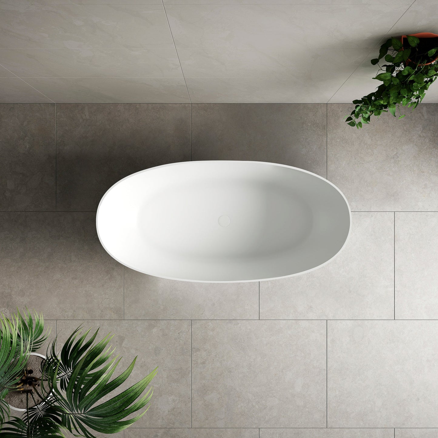 Byron Egg 1500mm Artificial Stone Freestanding Bath, Gloss White