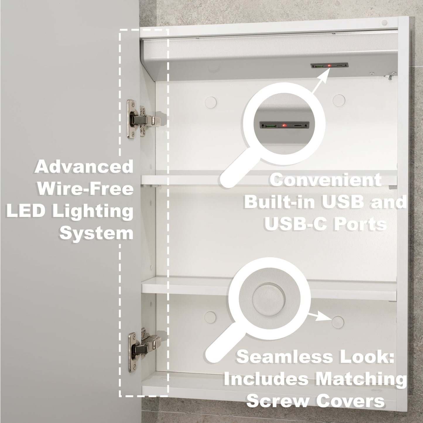 Arco Arch 1200mm x 800mm Frontlit LED Mirrored Shaving Cabinet, Matte White
