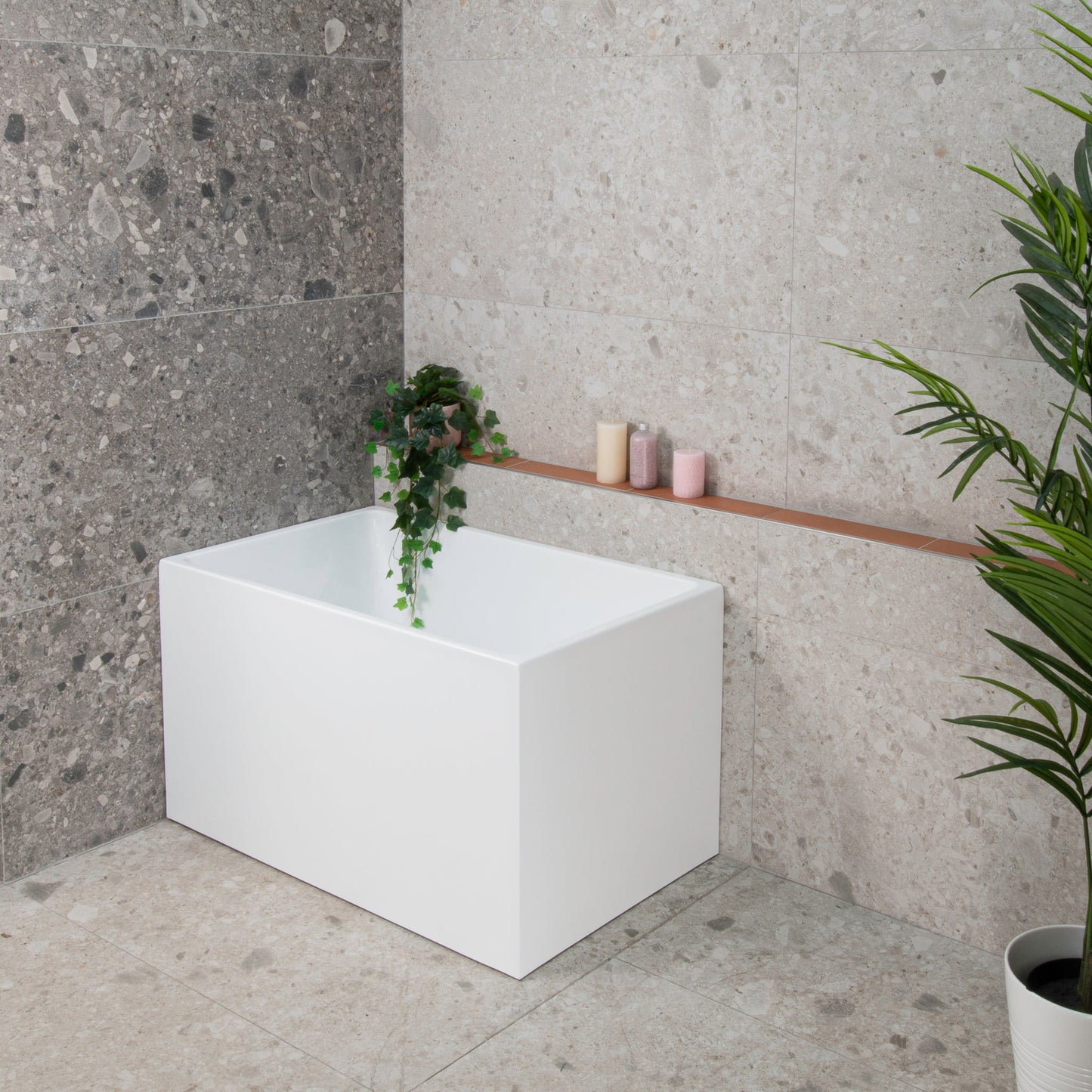 Cubix Extra Height 39 inch Acrylic Freestanding Japanese Soaking Bathtub, Gloss White
