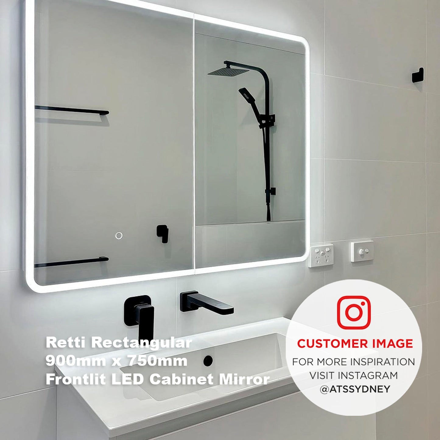 Retti Rectangular 1500mm x 750mm Frontlit LED Mirrored Shaving Cabinet, Matte White