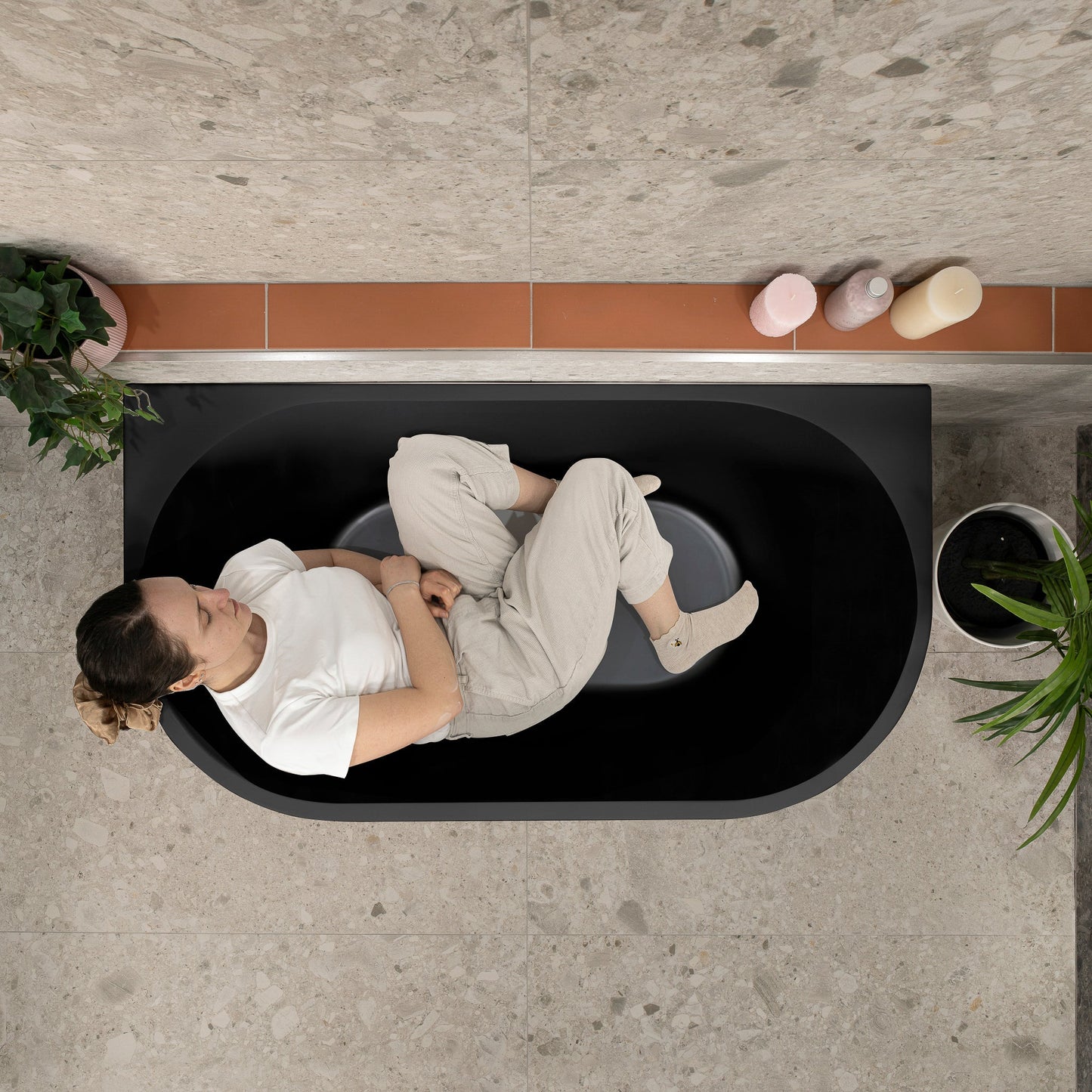 Avalon 51 inch Acrylic Freestanding Back to Wall Bathtub, Matte Black