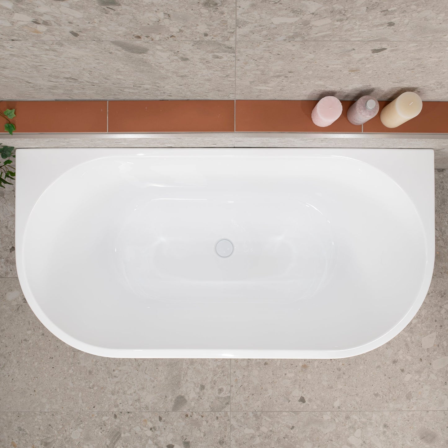 Avalon 55 inch Acrylic Freestanding Back to Wall Bathtub, Gloss White