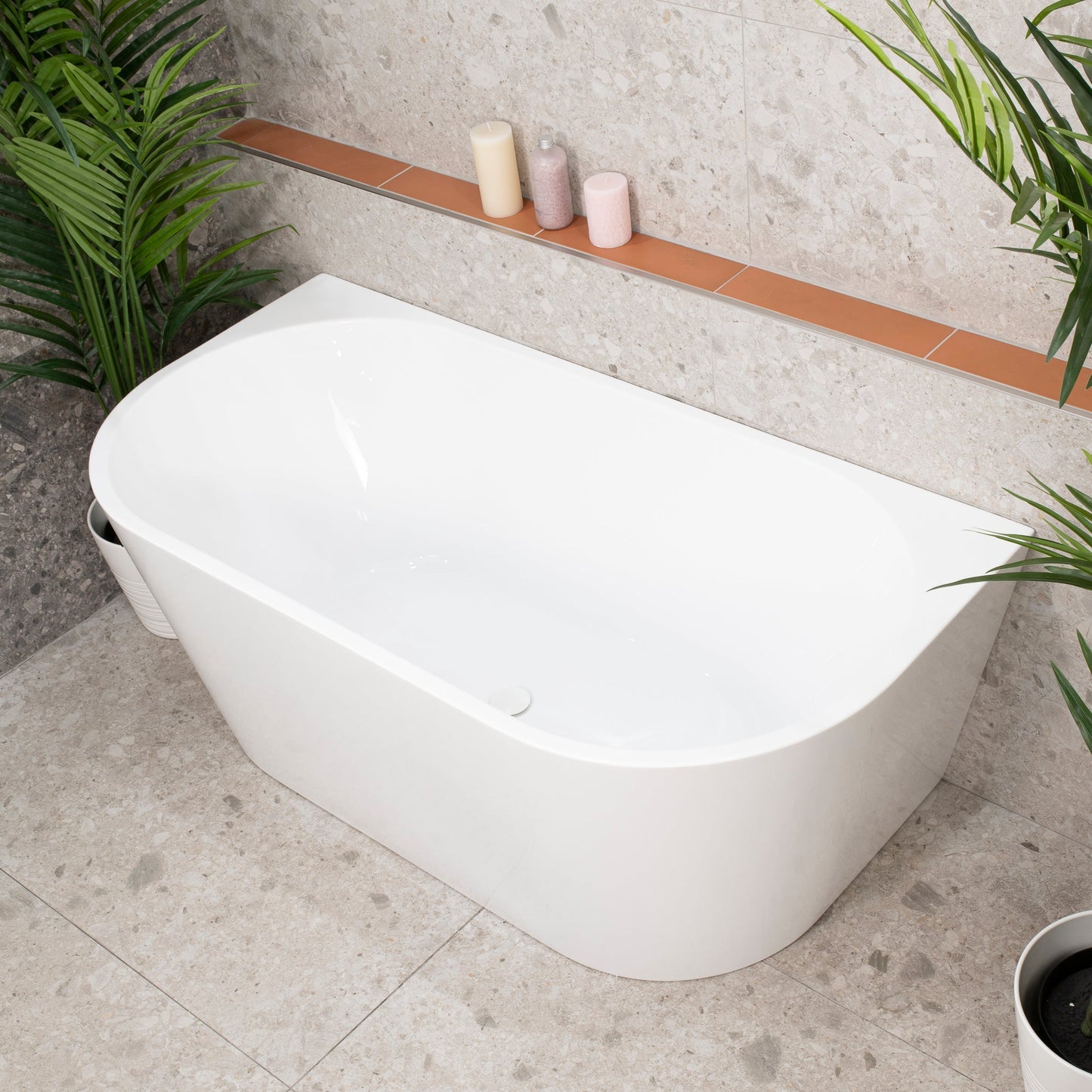Avalon 59 inch Acrylic Freestanding Back to Wall Bathtub, Gloss White