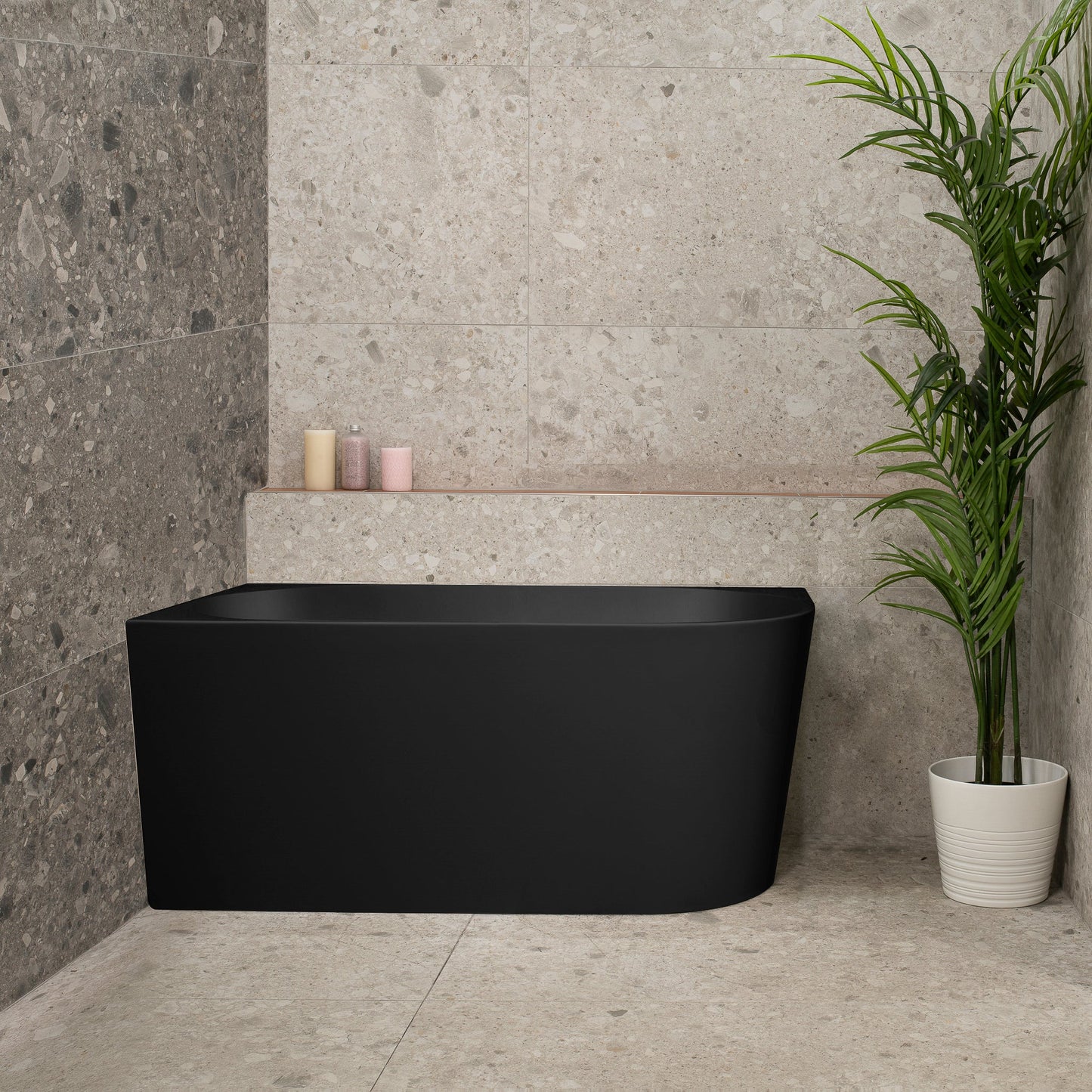 Avalon 51 inch Acrylic Freestanding Left Corner Bathtub, Matte Black