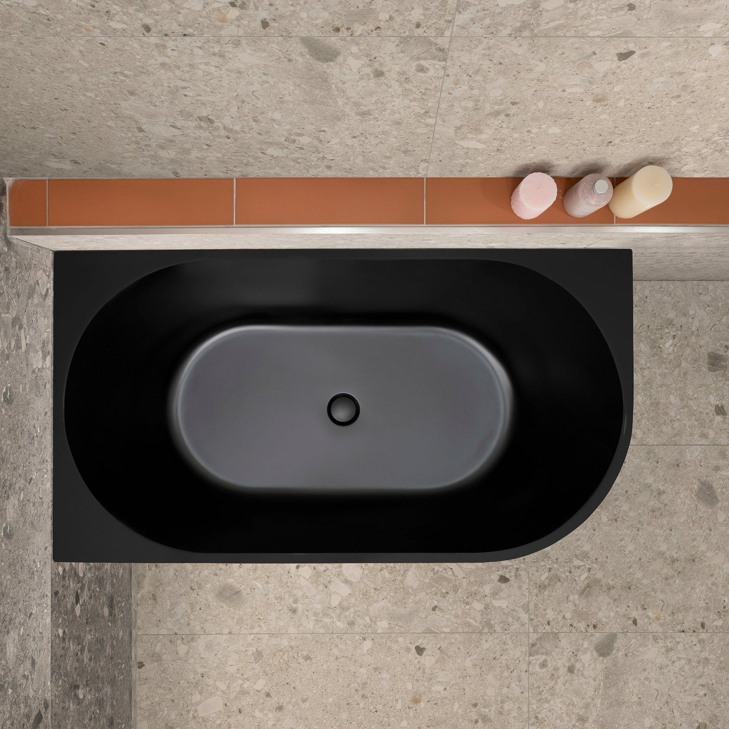 Avalon 51 inch Acrylic Freestanding Left Corner Bathtub, Matte Black