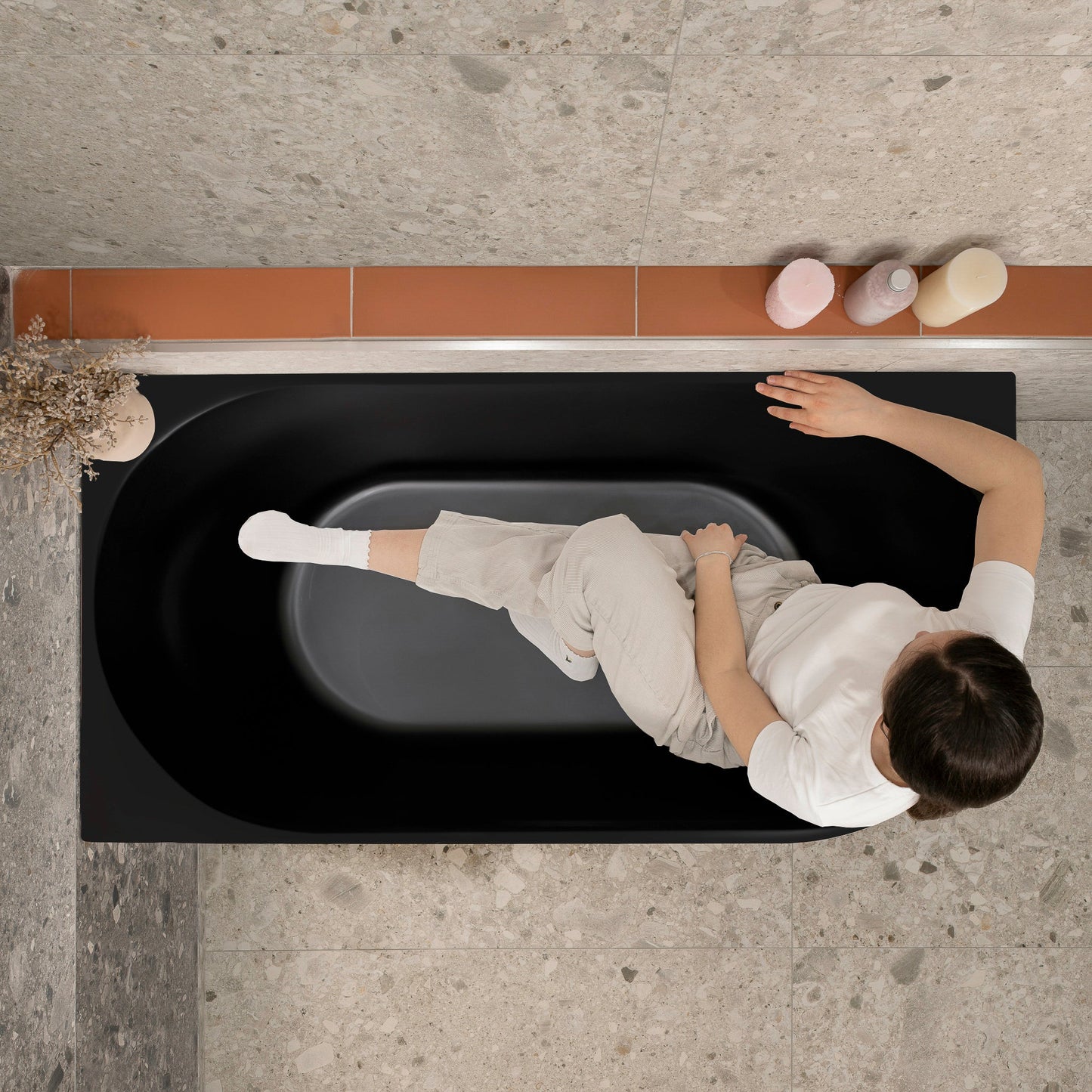 Avalon 55 inch Acrylic Freestanding Left Corner Bathtub, Matte Black