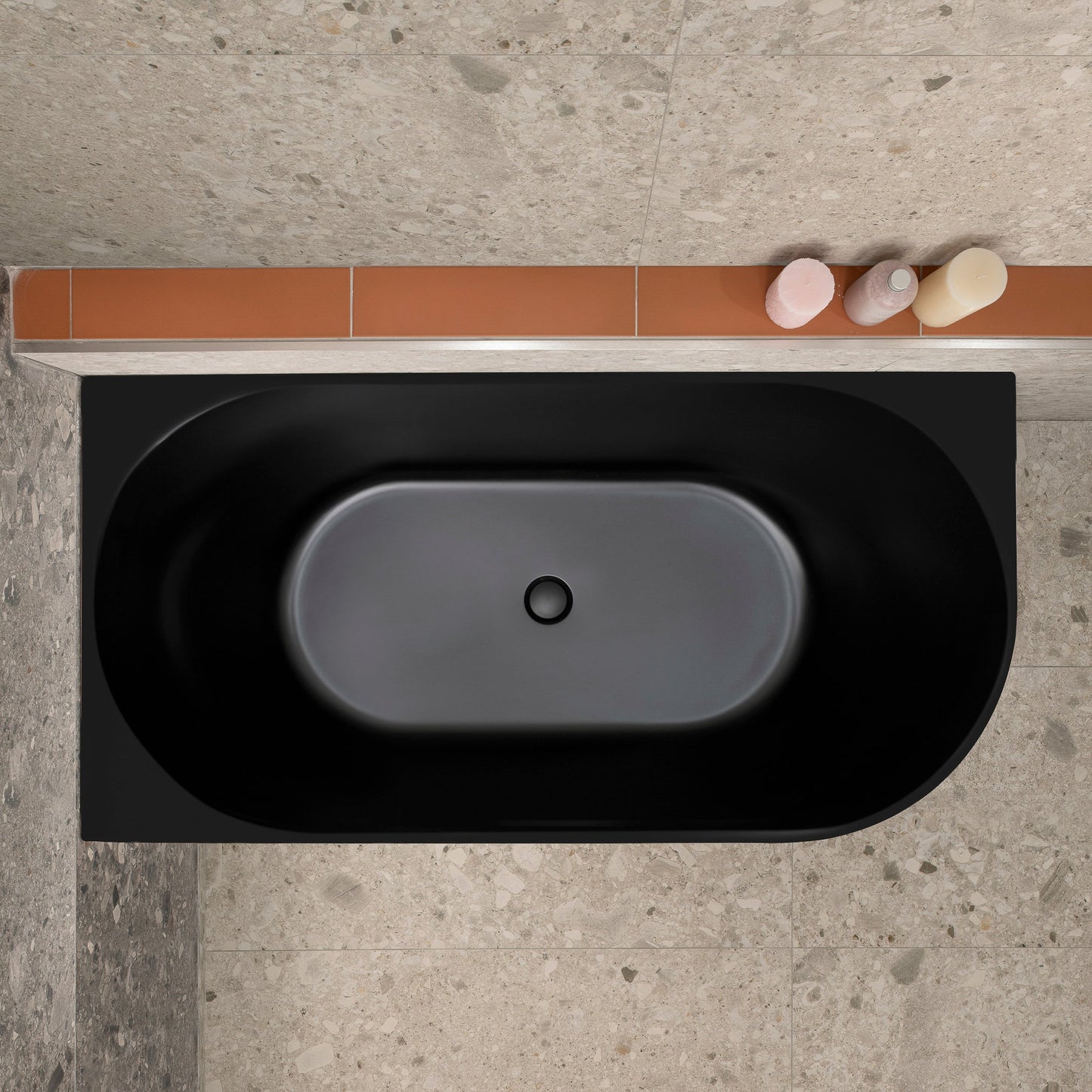 Avalon 55 inch Acrylic Freestanding Left Corner Bathtub, Matte Black