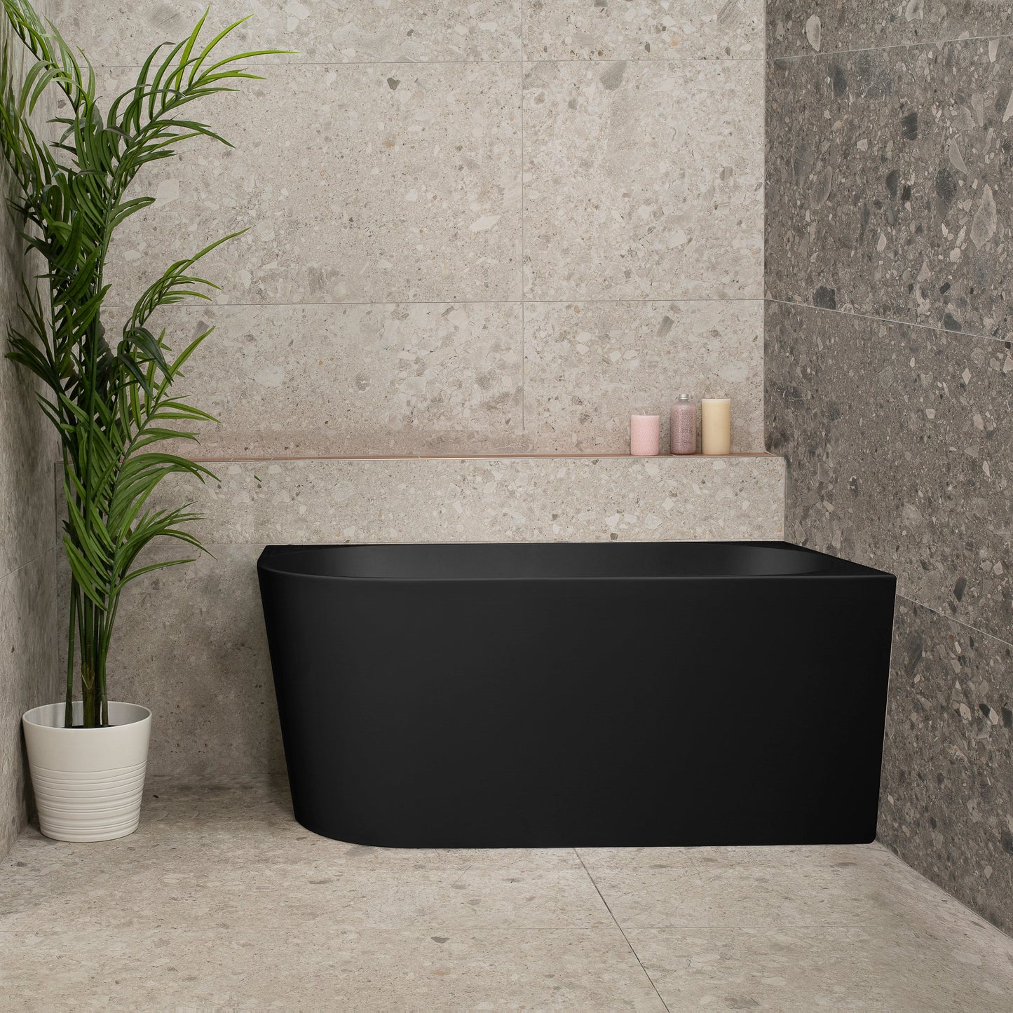 Avalon 51 inch Acrylic Freestanding Right Corner Bathtub, Matte Black