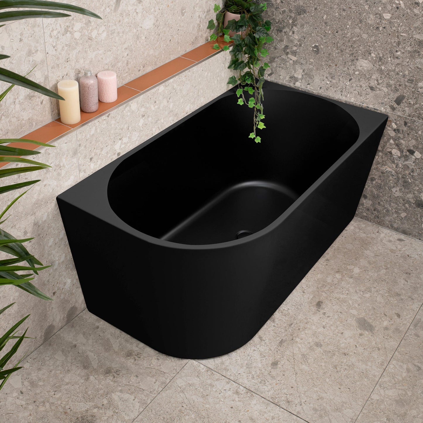 Avalon 51 inch Acrylic Freestanding Right Corner Bathtub, Matte Black