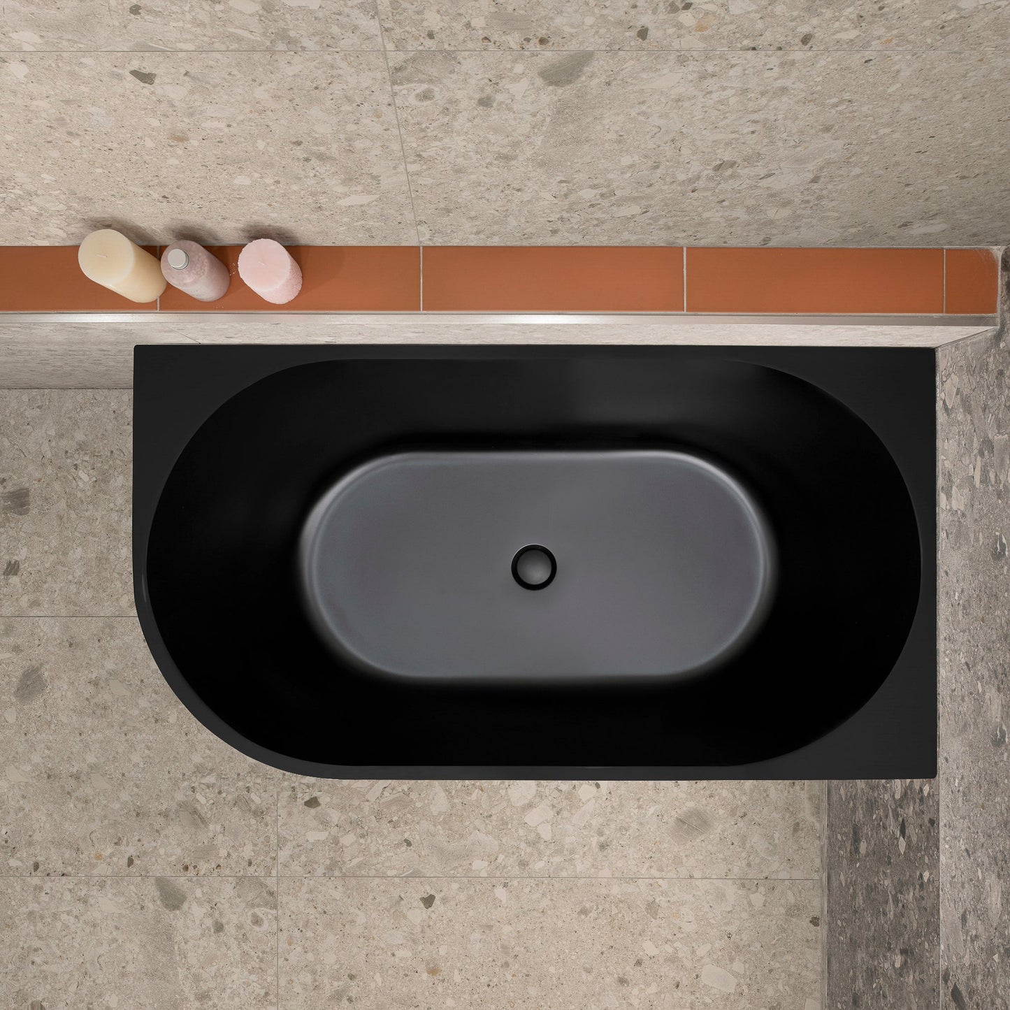 Avalon 51 inch Acrylic Freestanding Right Corner Bathtub, Matte Black