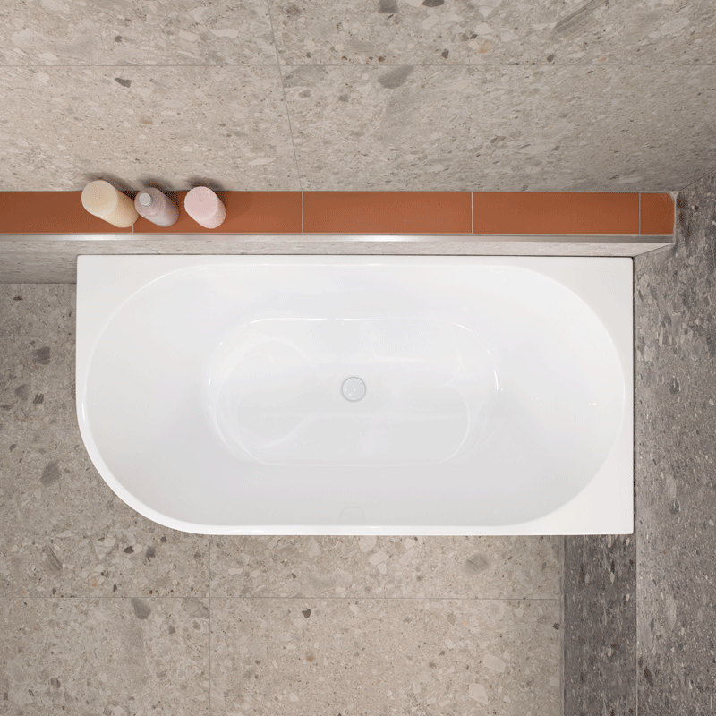 Avalon 55 inch Acrylic Freestanding Right Corner Bathtub, Gloss White