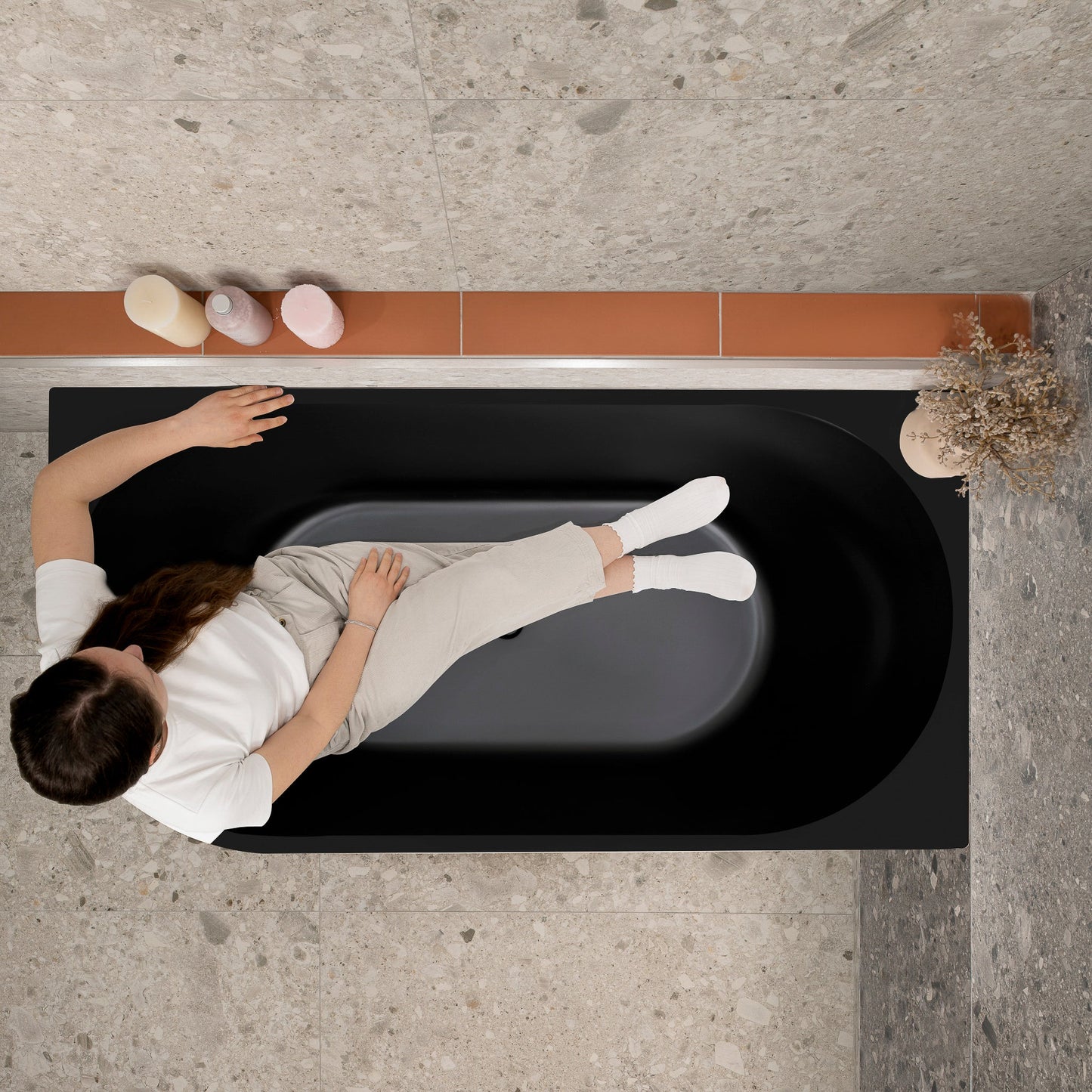Avalon 59 inch Acrylic Freestanding Right Corner Bathtub, Matte Black