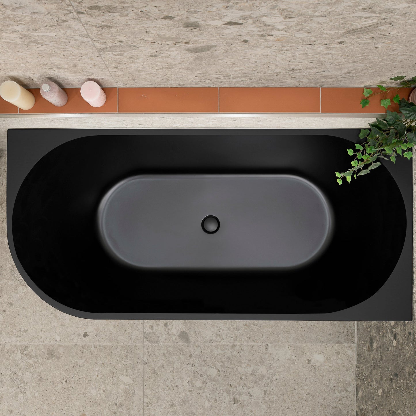 Avalon 67 inch Acrylic Freestanding Right Corner Bathtub, Matte Black