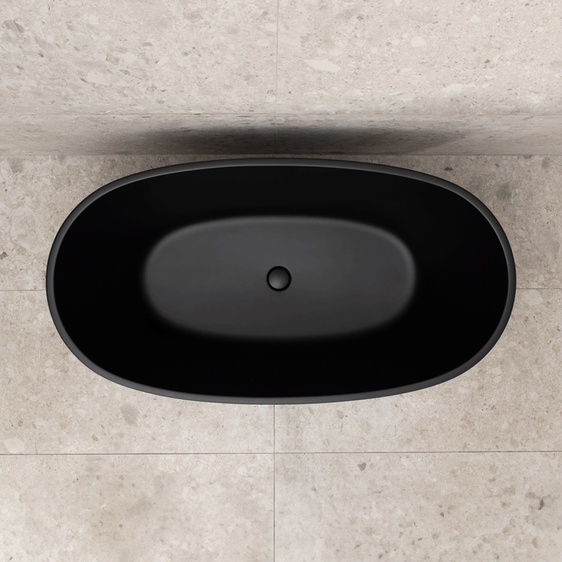 Byron Egg 51 inch Acrylic Freestanding Oval Bathtub, Matte Black