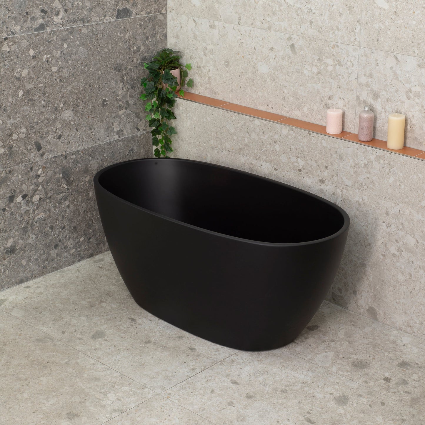 Byron Egg 51 inch Acrylic Freestanding Oval Bathtub, Matte Black