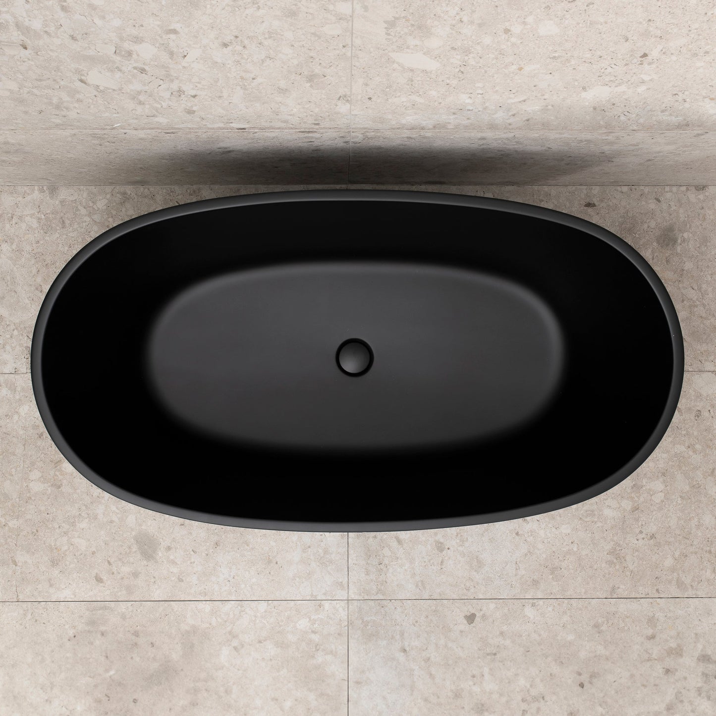 Byron Egg 51 inch Acrylic Freestanding Oval Bathtub, Matte Black