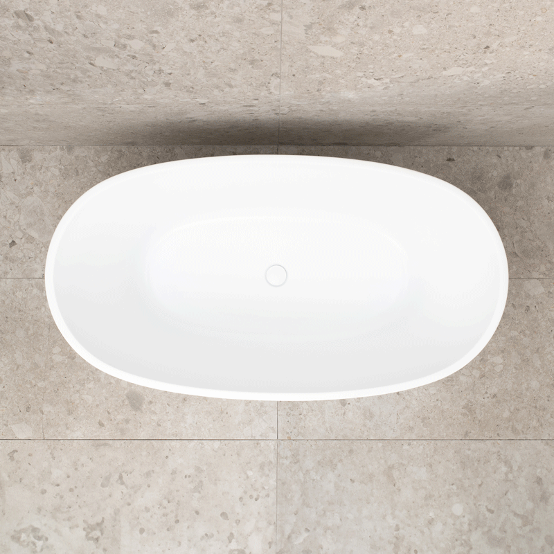 Byron Egg 51 inch Acrylic Freestanding Oval Bathtub, Gloss White