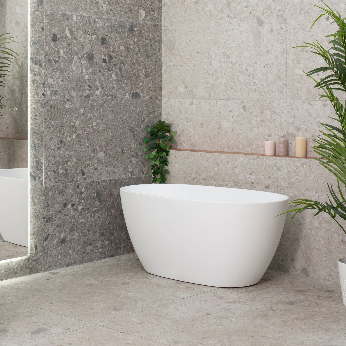Byron Egg 51 inch Acrylic Freestanding Oval Bathtub, Matte White