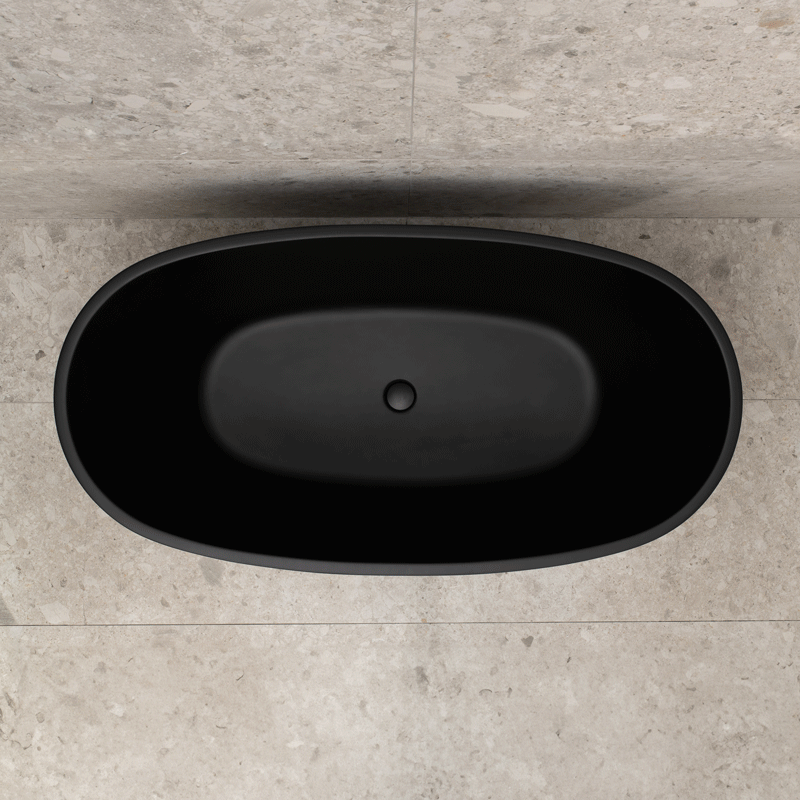 Byron Egg 55 inch Acrylic Freestanding Oval Bathtub, Matte Black