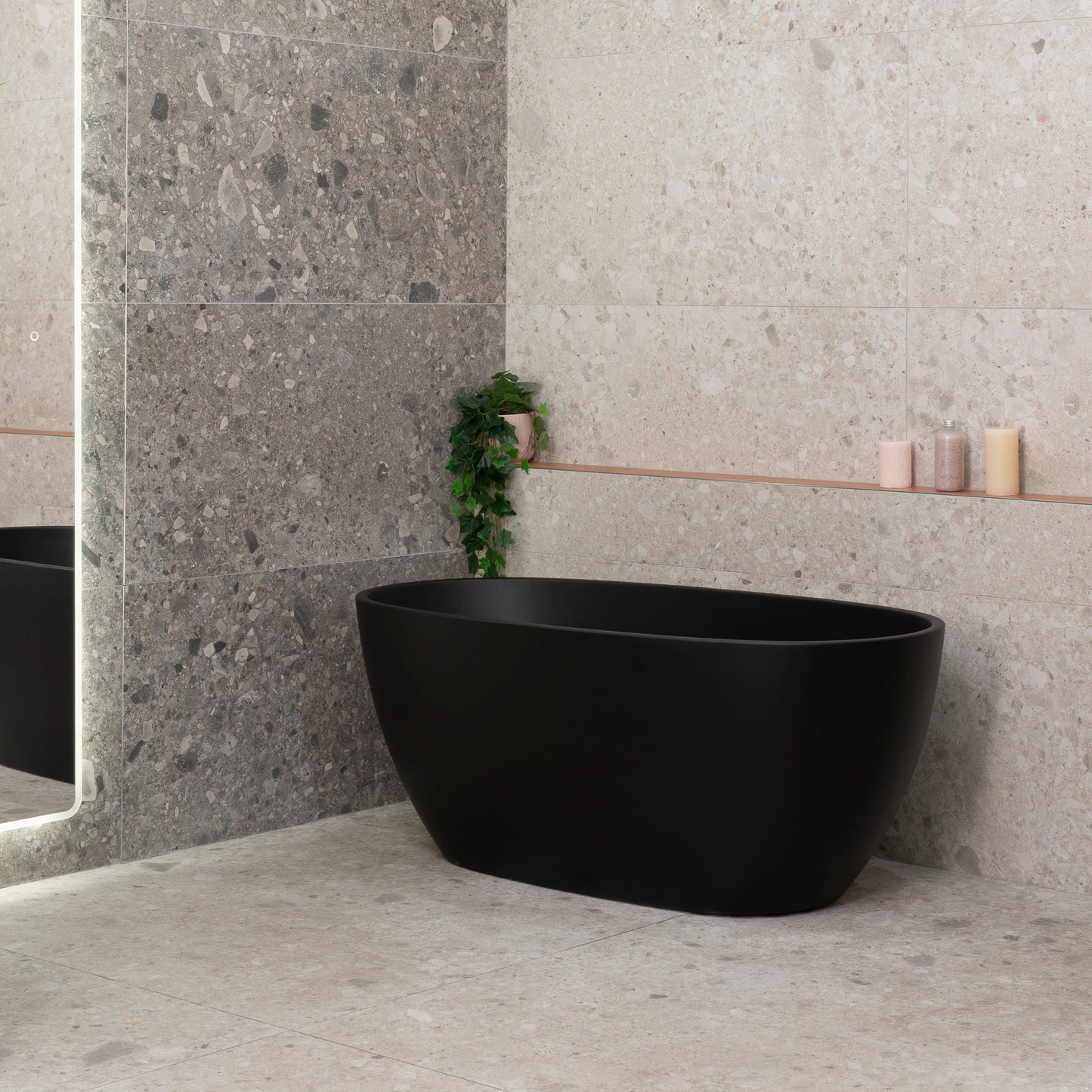 Byron Egg 55 inch Acrylic Freestanding Oval Bathtub, Matte Black