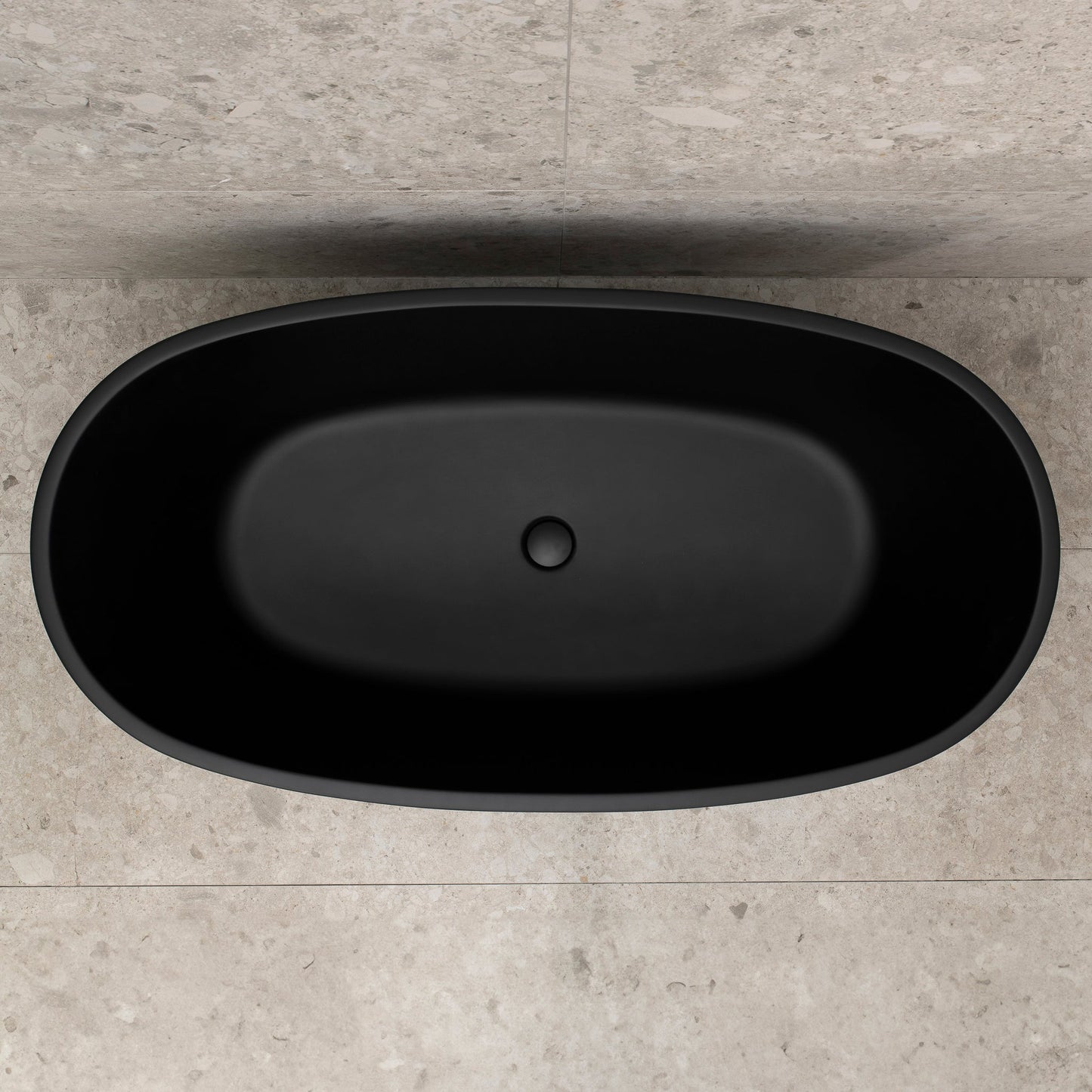 Byron Egg 55 inch Acrylic Freestanding Oval Bathtub, Matte Black
