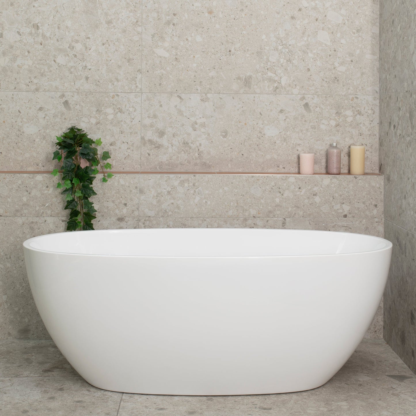 Byron Egg 59 inch Acrylic Freestanding Oval Bathtub, Gloss White