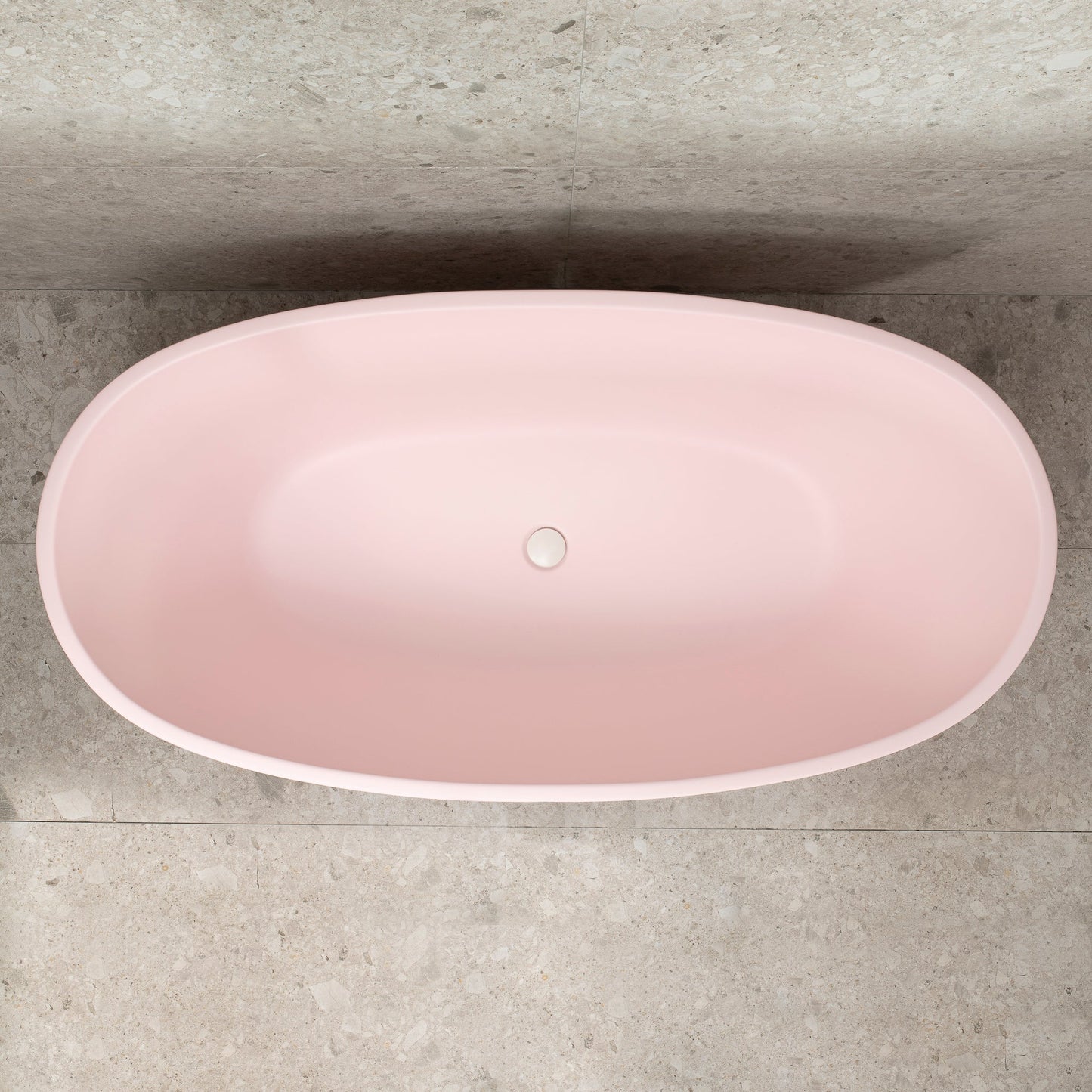 Byron Egg 59 inch Acrylic Freestanding Oval Bathtub, Matte Light Pink