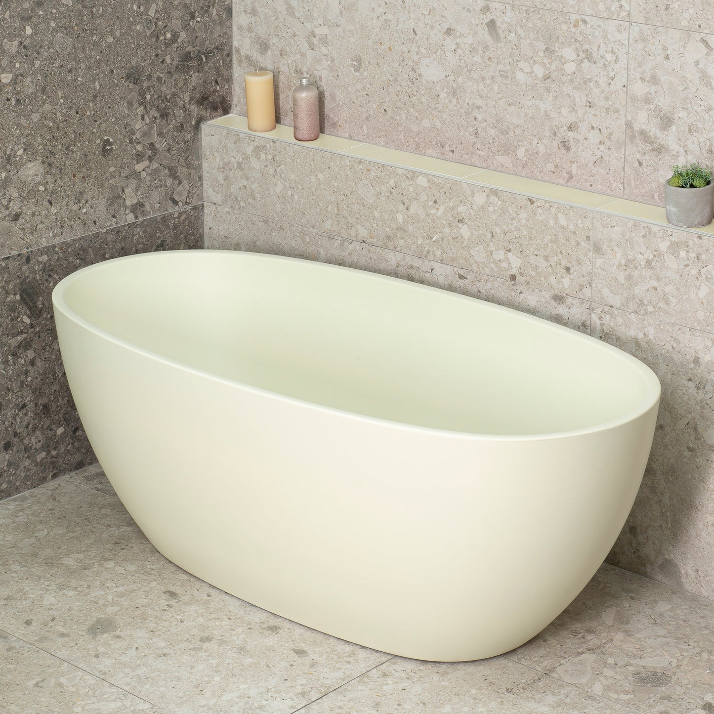 Byron Egg 59 inch Acrylic Freestanding Oval Bathtub, Matte Light Pistachio