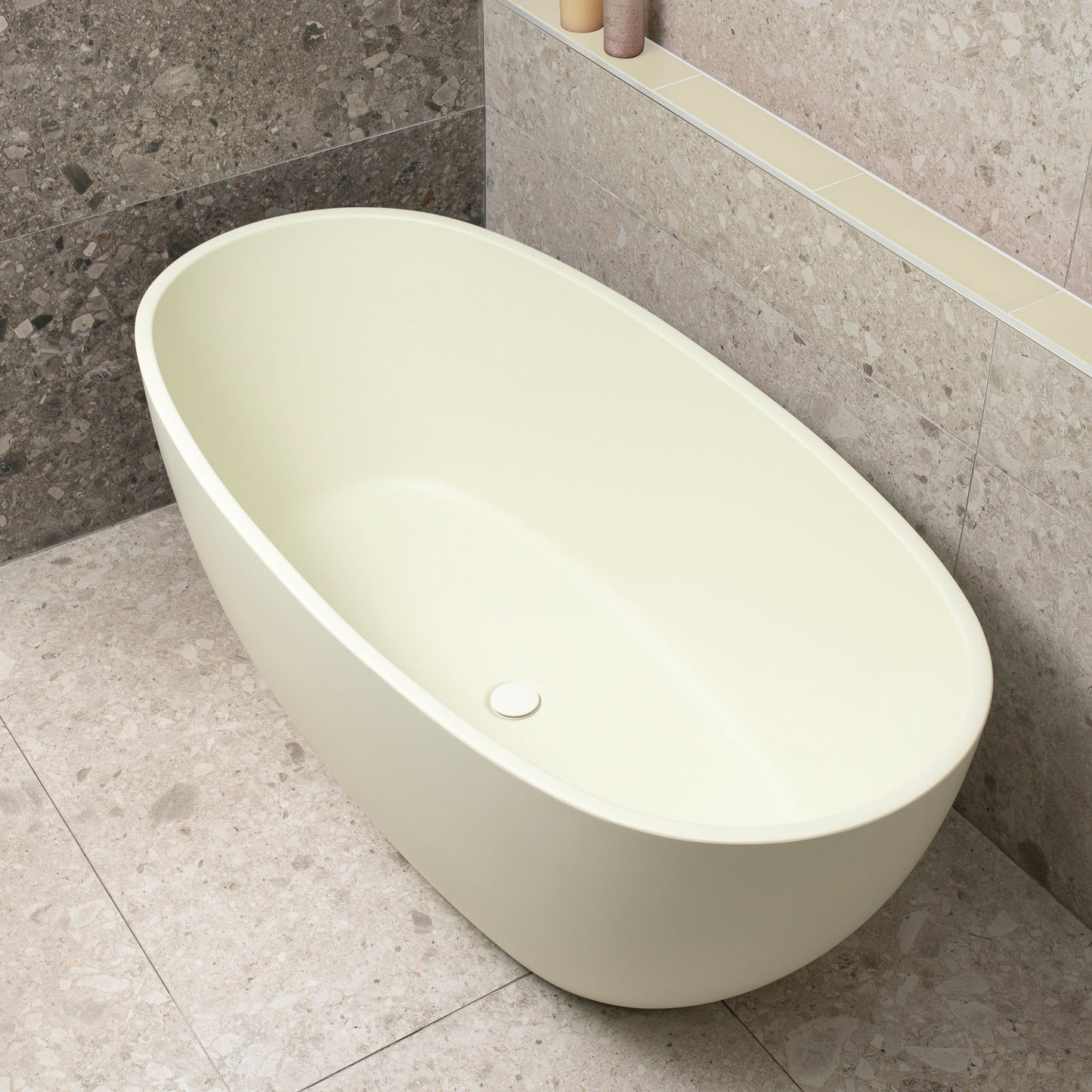 Byron Egg 59 inch Acrylic Freestanding Oval Bathtub, Matte Light Pistachio