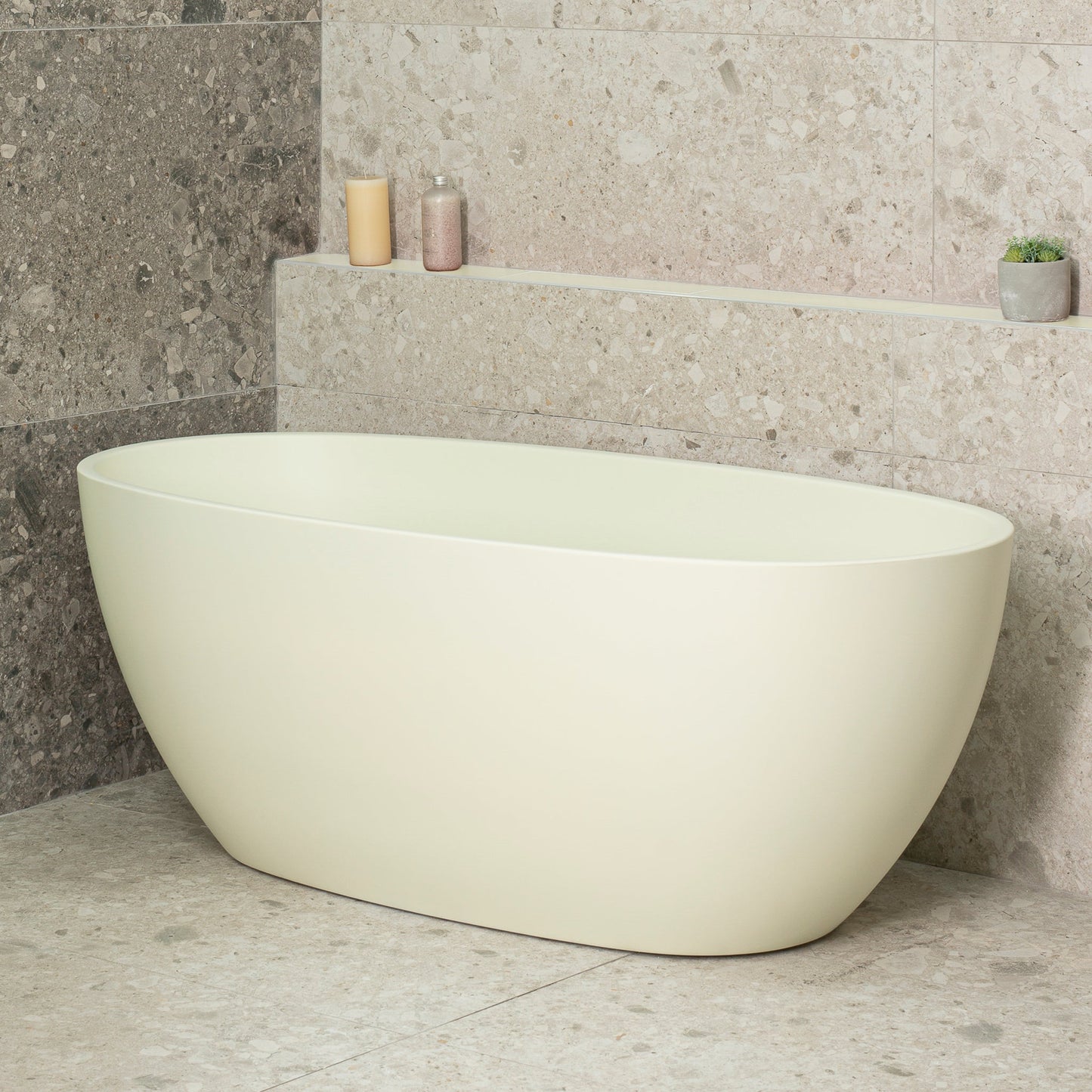 Byron Egg 59 inch Acrylic Freestanding Oval Bathtub, Matte Light Pistachio