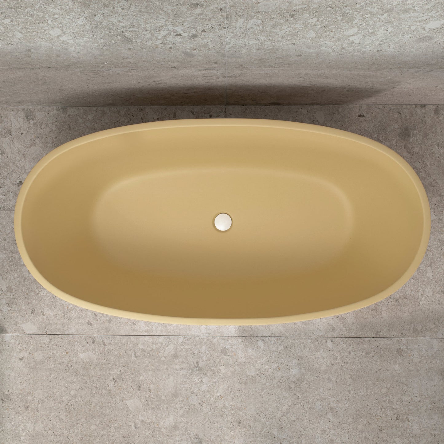 Byron Egg 59 inch Acrylic Freestanding Oval Bathtub, Matte Vanilla Beige