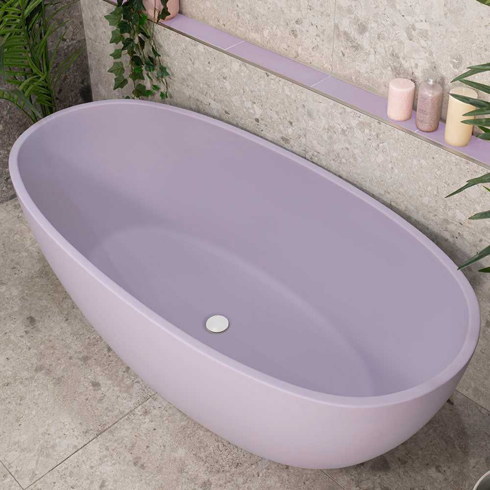 Byron Egg 63 inch Acrylic Freestanding Oval Bathtub, Matte Lilac - SPECIAL EDITION