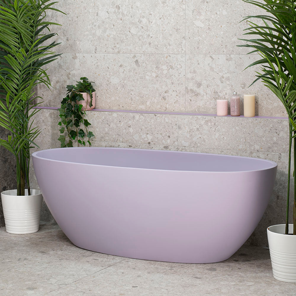 Byron Egg 63 inch Acrylic Freestanding Oval Bathtub, Matte Lilac - SPECIAL EDITION