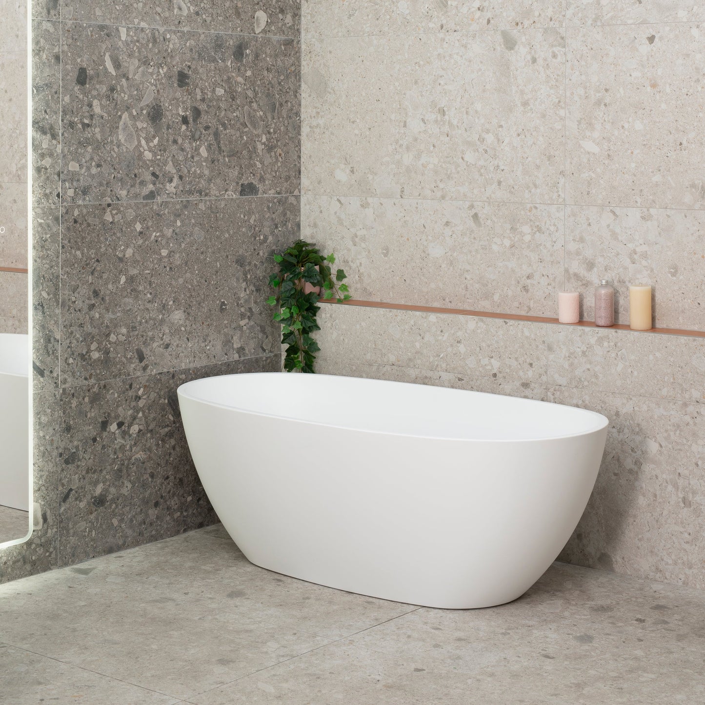 Byron Egg 63 inch Acrylic Freestanding Oval Bathtub, Matte White