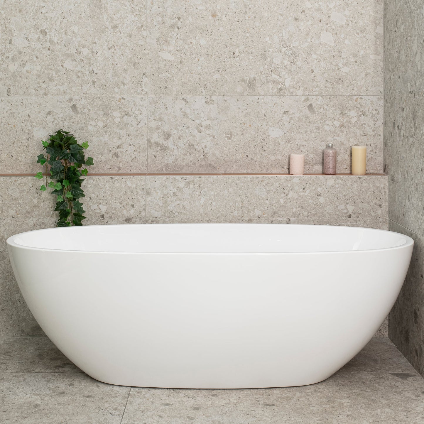 Byron Egg 67 inch Acrylic Freestanding Oval Bathtub, Gloss White