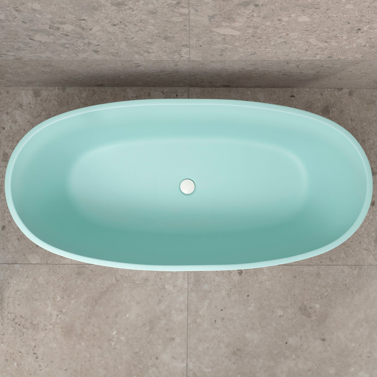 Byron Egg 67 inch Acrylic Freestanding Oval Bathtub, Matte Duck Egg Blue