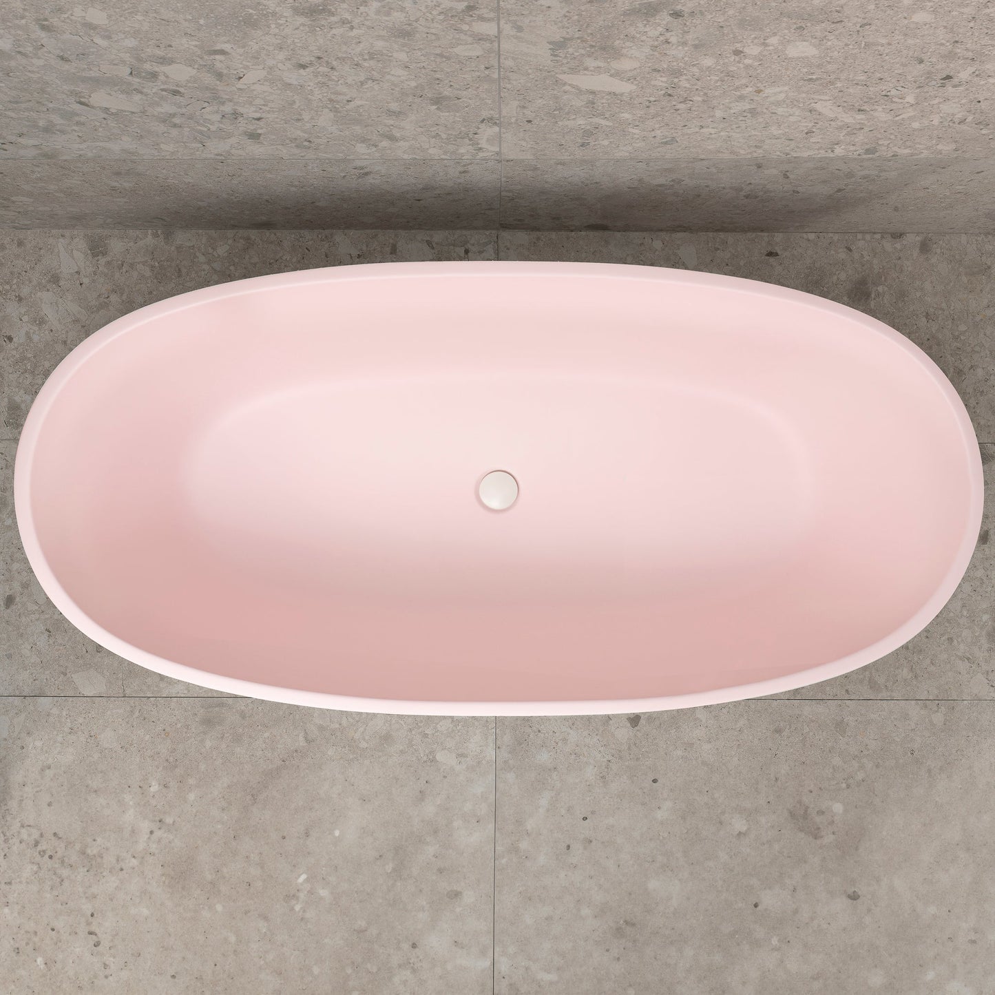 Byron Egg 67 inch Acrylic Freestanding Oval Bathtub, Matte Light Pink