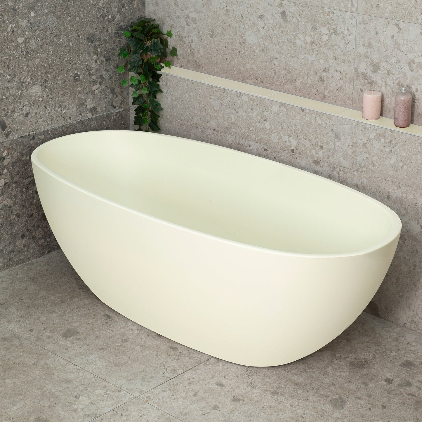 Byron Egg 67 inch Acrylic Freestanding Oval Bathtub, Matte Light Pistachio