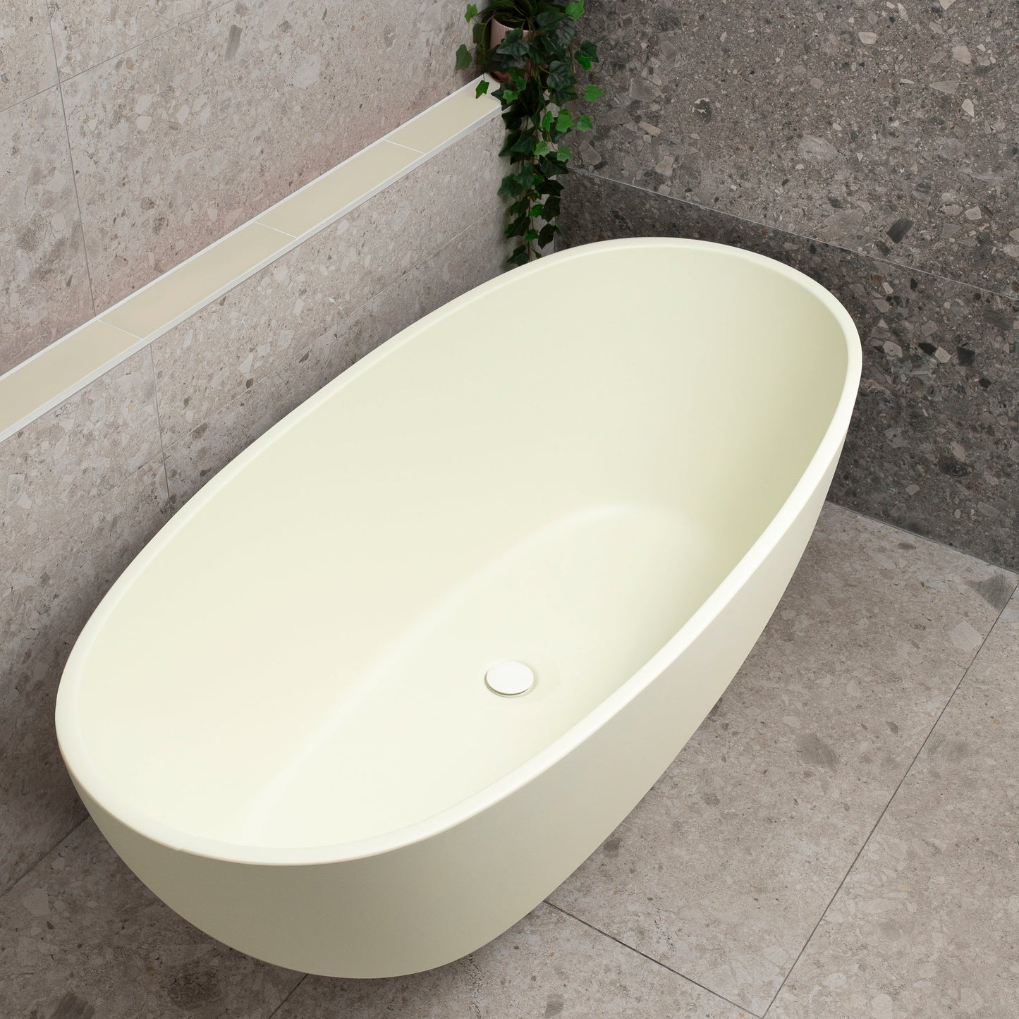 Byron Egg 67 inch Acrylic Freestanding Oval Bathtub, Matte Light Pistachio