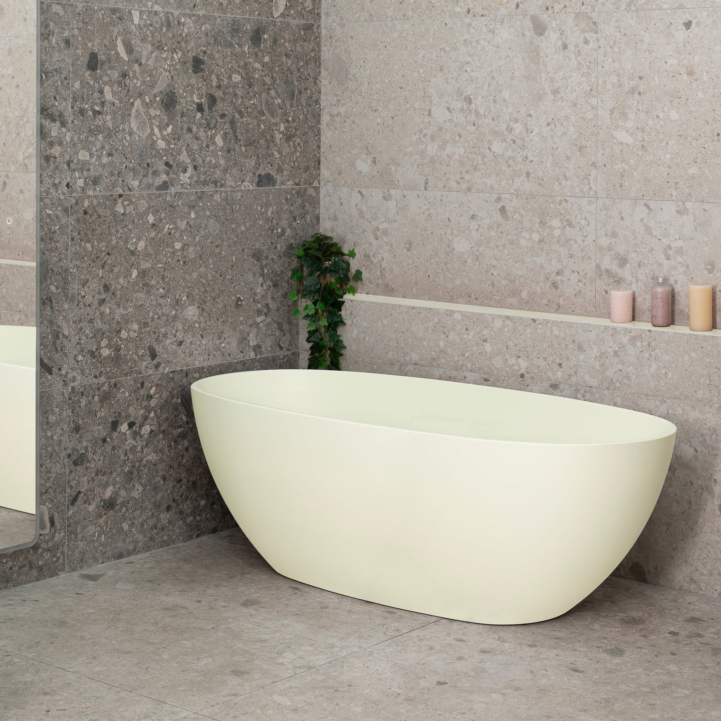 Byron Egg 67 inch Acrylic Freestanding Oval Bathtub, Matte Light Pistachio