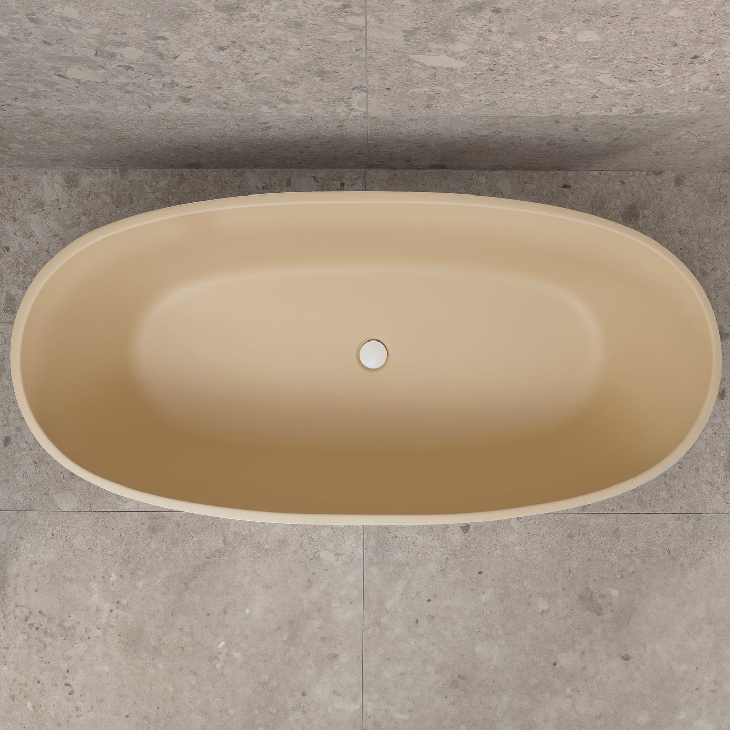 Byron Egg 67 inch Acrylic Freestanding Oval Bathtub, Matte Vanilla Beige