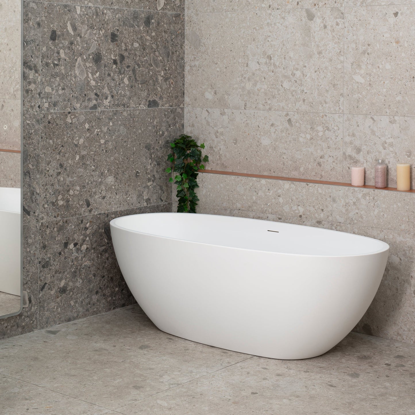 Byron Egg 67 inch Acrylic Freestanding Oval Bathtub with Overflow, Matte White