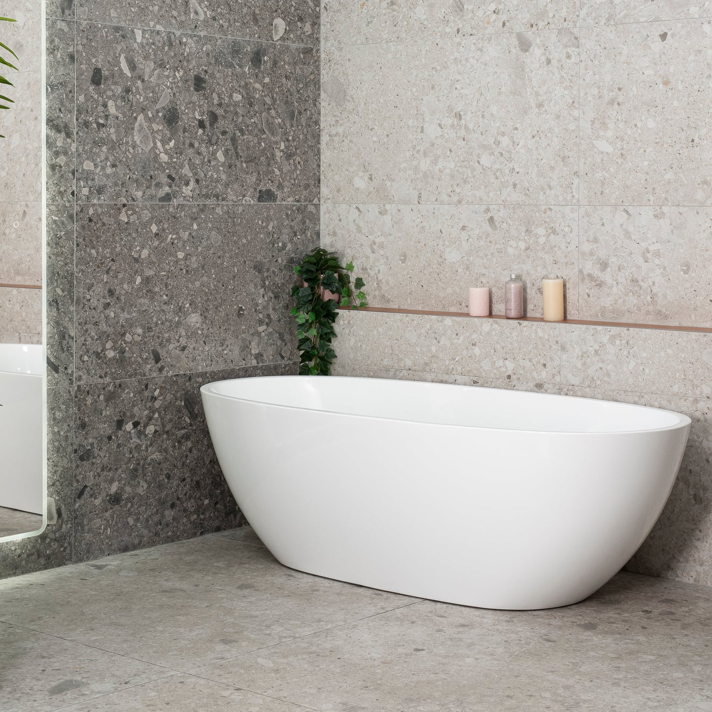 Byron Egg 71 inch Acrylic Freestanding Oval Bathtub, Gloss White