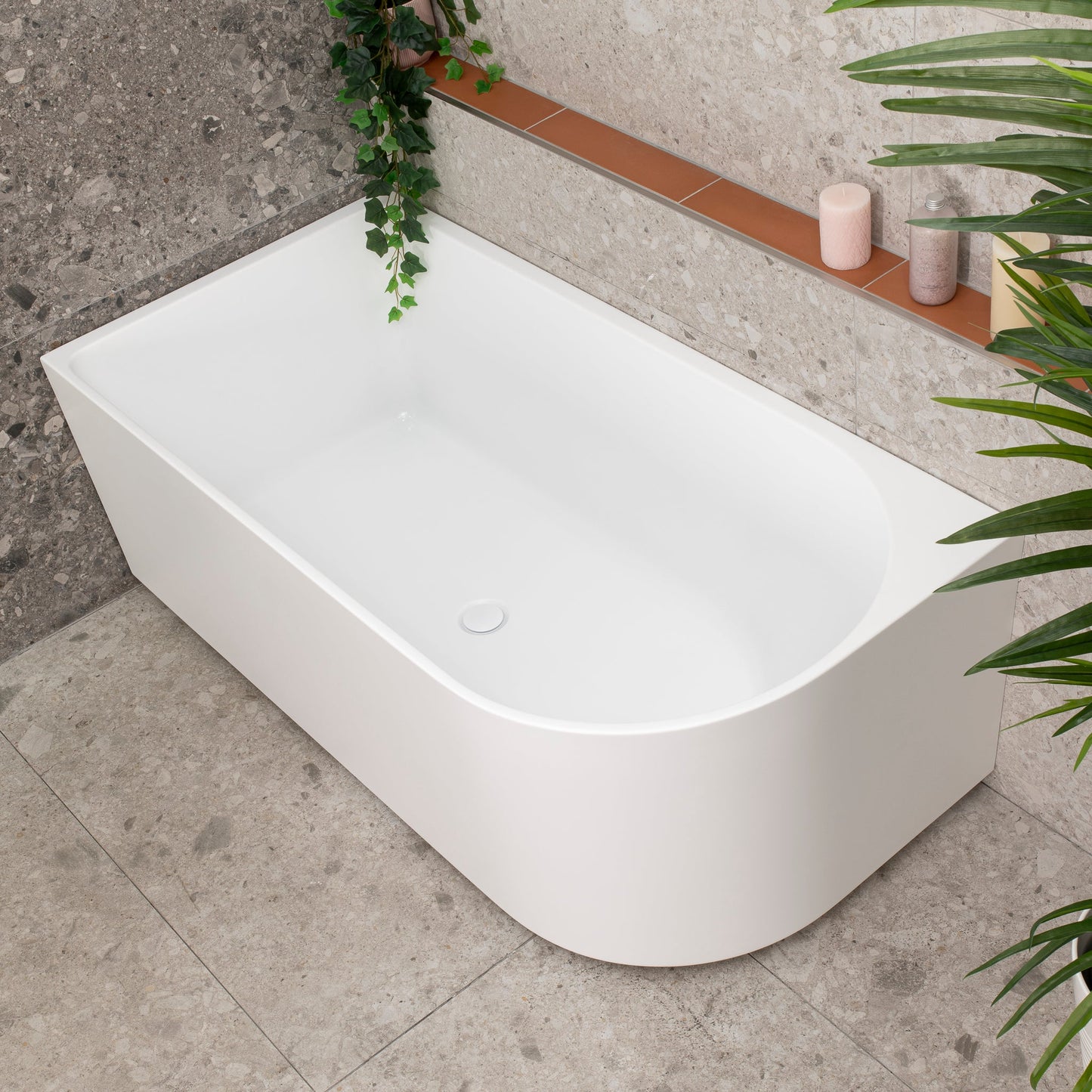 Arco 59 inch Acrylic Freestanding Left Corner Bathtub, Matte White