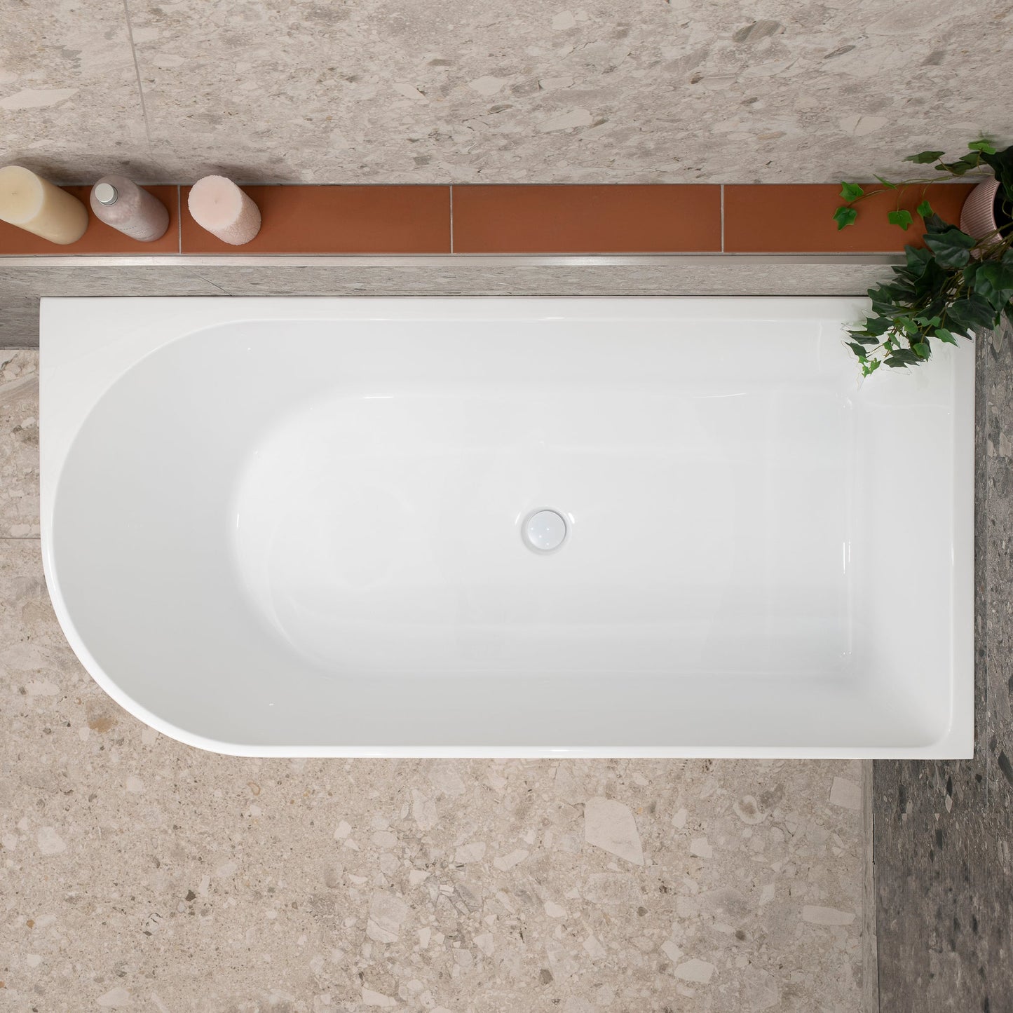 Arco 59 inch Acrylic Freestanding Right Corner Bathtub, Gloss White